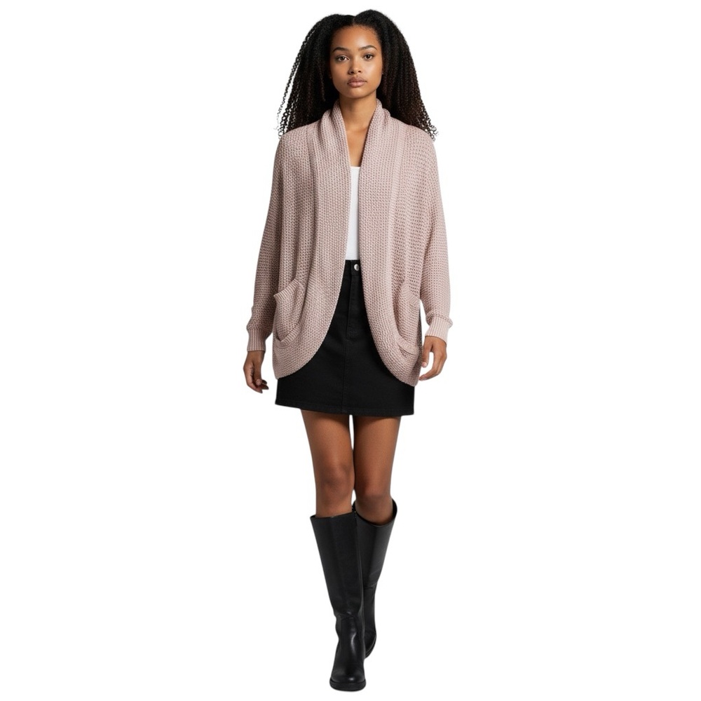 Market @ Spruce Pink Rose Chunky Knit Open Front Cardigaan